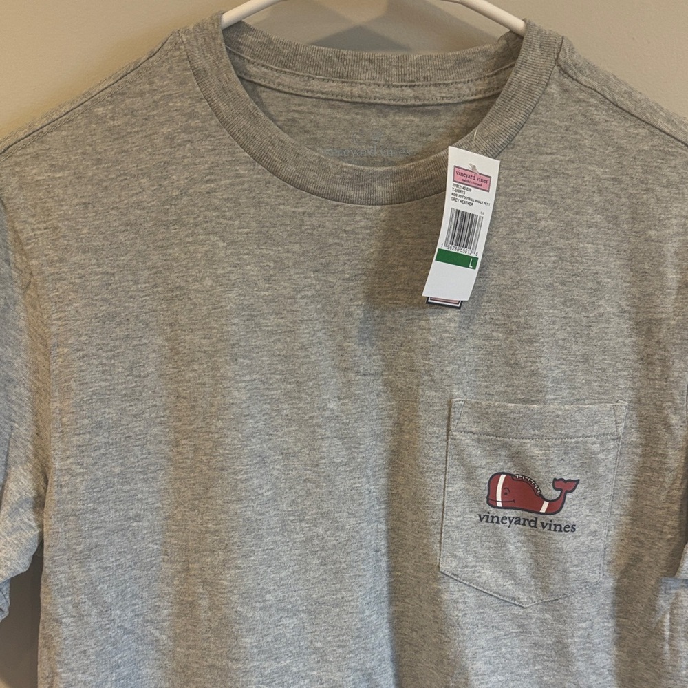 Vineyard Vines Football Whale, Heather Gray Short Sleeve Tee